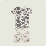Black and White Cow Shorties Pajamas