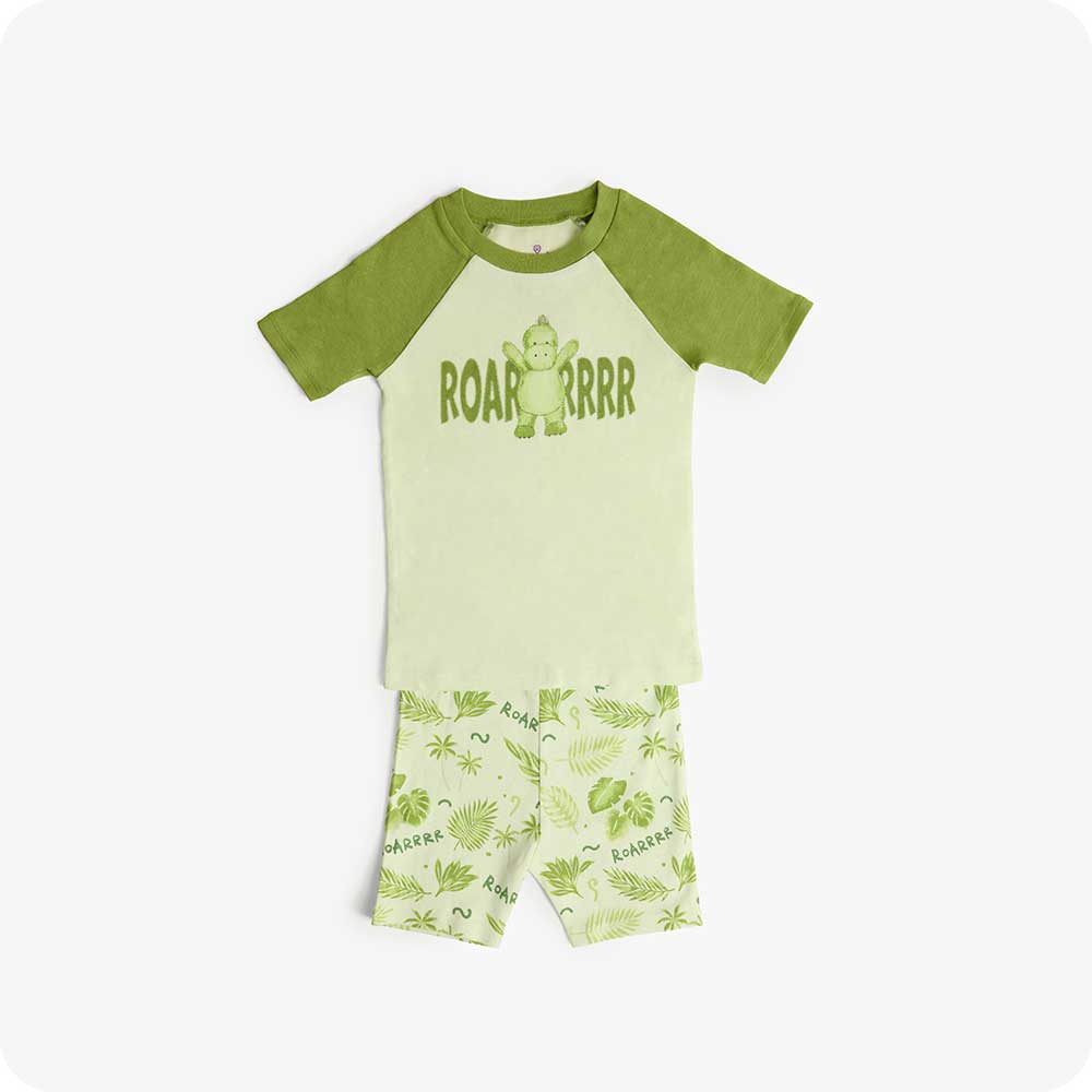 trex_shorties-1863_667cf412-9e1f-4f28-bf96-25895f59652c.jpg Dinosaur Shorties Pajamas - Image 1